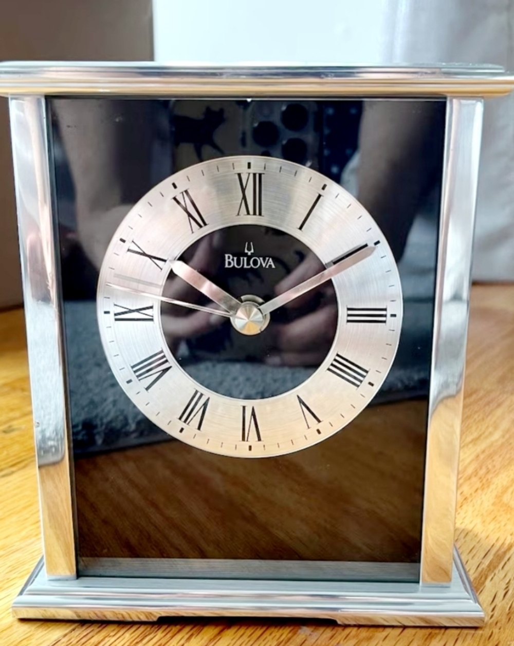 Bulova B2266 Baron Desk Clock has a Solid Aluminum Case